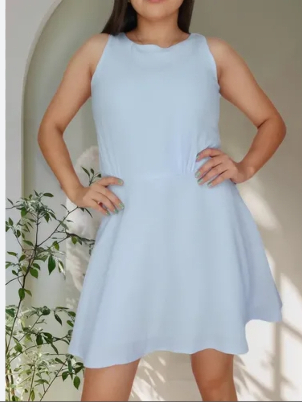 Christy&Co. Pastel Blue Dress Top Size S Strech